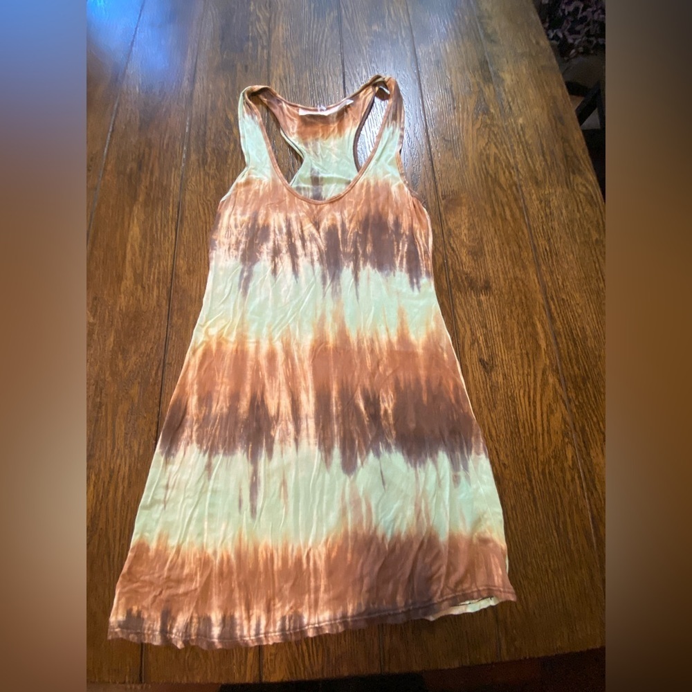 Guanabana Tie Dye Dress Green And Brown Size Large B12